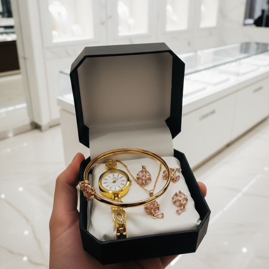 Ladies Watch With Jewellery & Bangle Elegant Stylish Durable Quality Timeless Design (With Box)