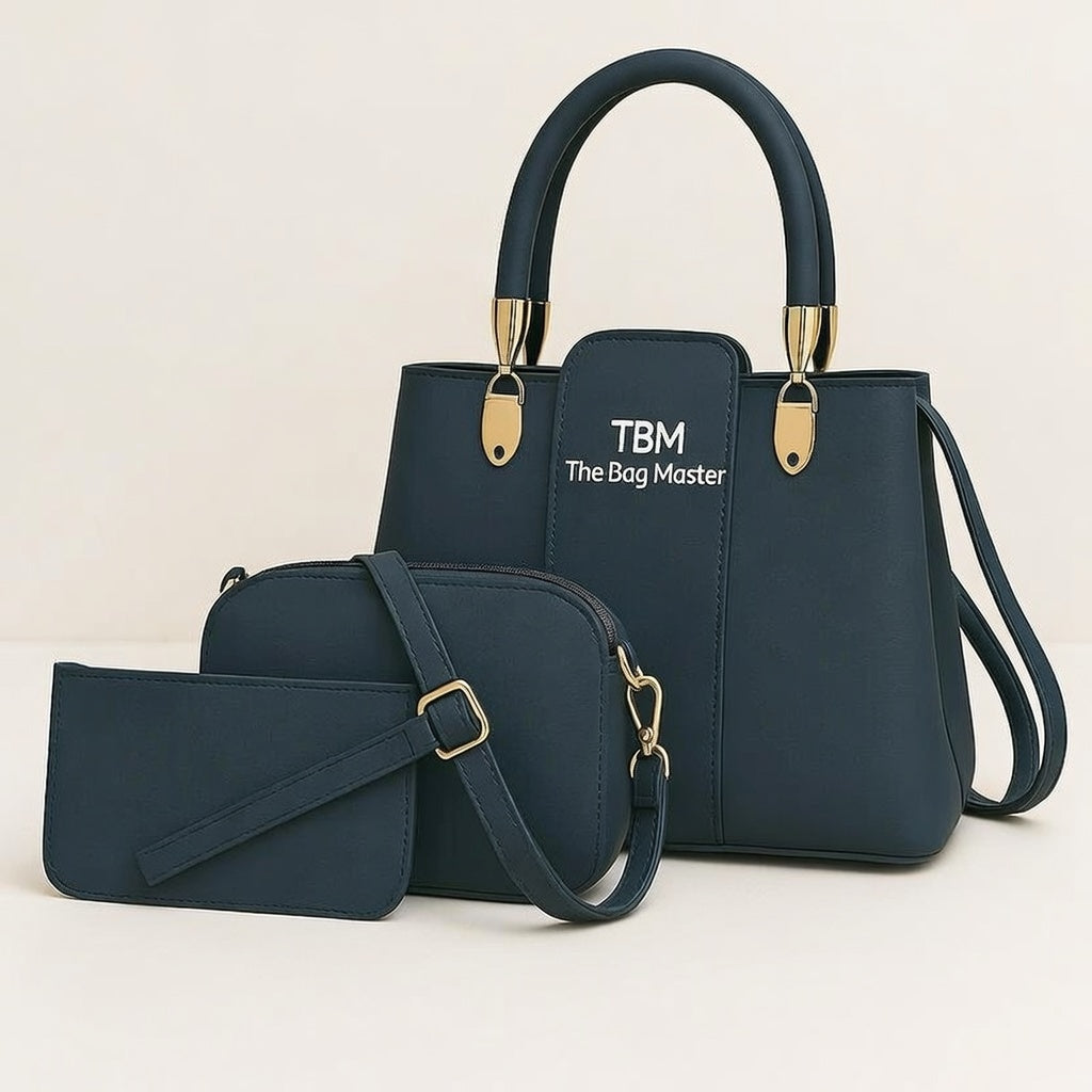 3 Pcs Girl's Rexine Hand Bag Set - Stylish & Versatile