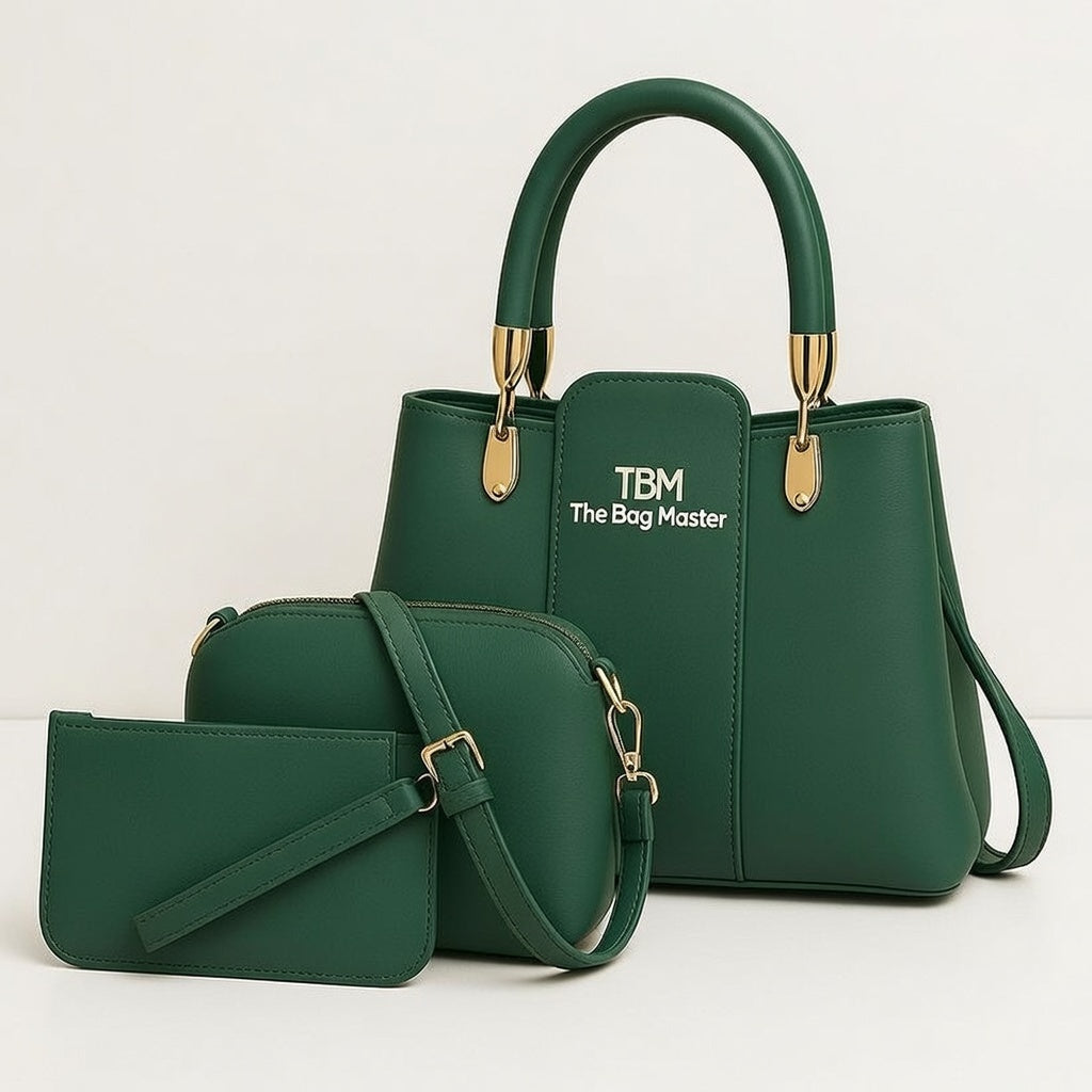 3 Pcs Girl's Rexine Hand Bag Set - Stylish & Versatile