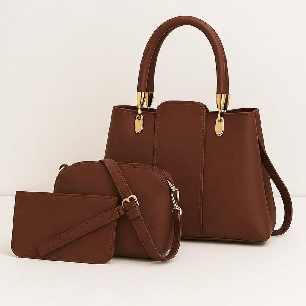 3 Pcs Girl's Rexine Hand Bag Set - Stylish & Versatile