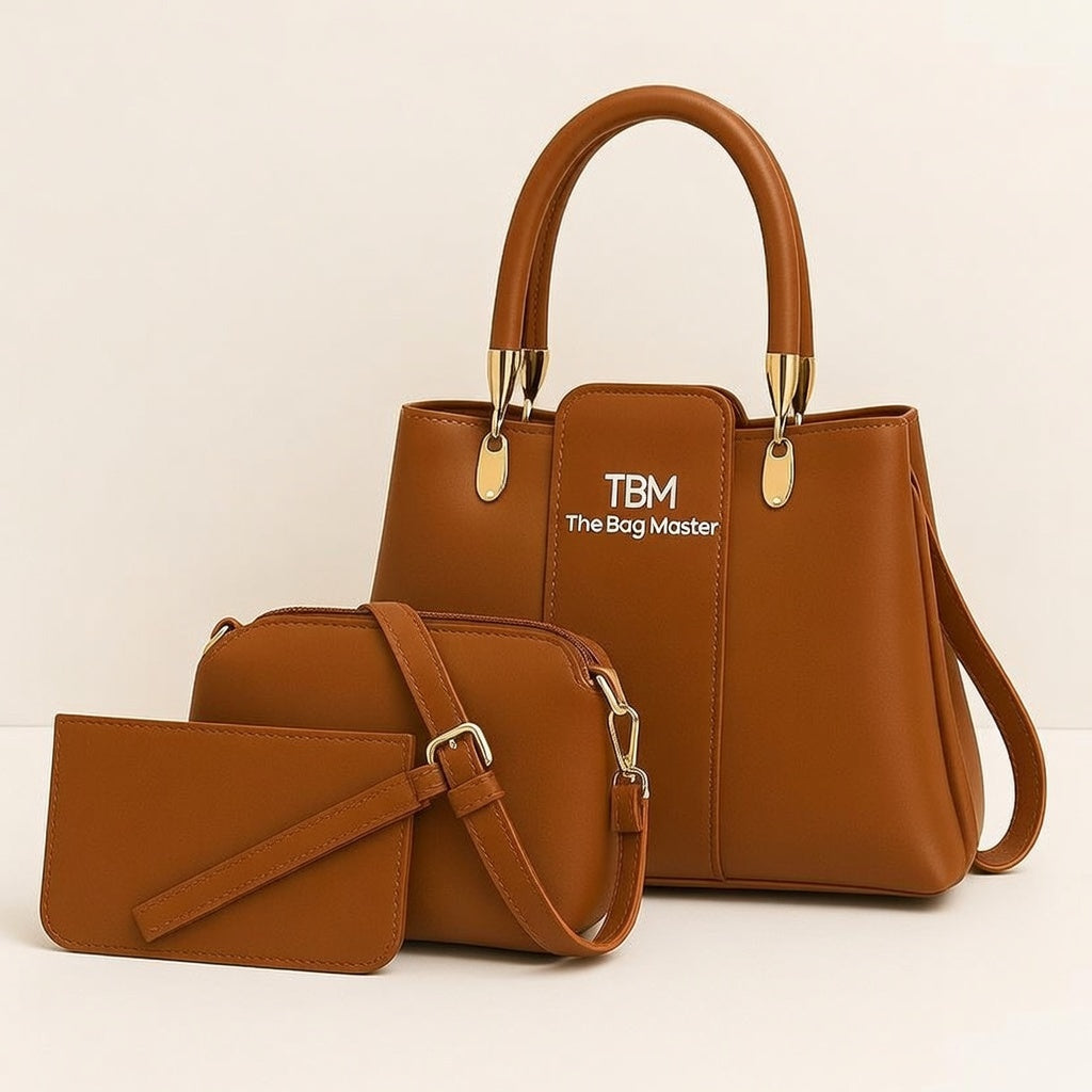 3 Pcs Girl's Rexine Hand Bag Set - Stylish & Versatile