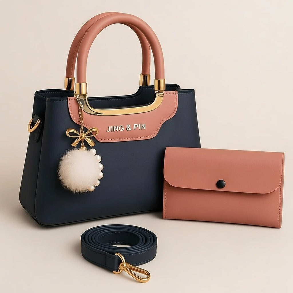 Girl's Leather Plain Hand Bag Set