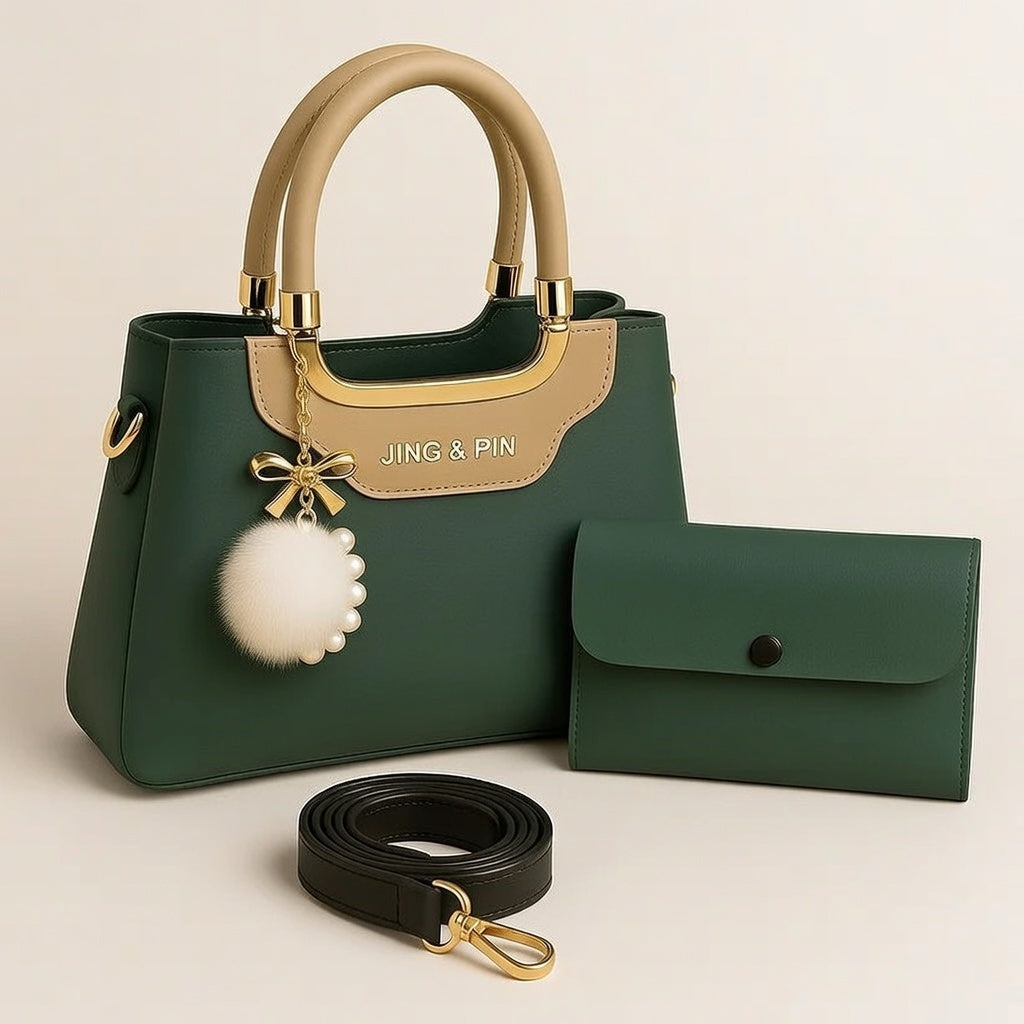 Girl's Leather Plain Hand Bag Set