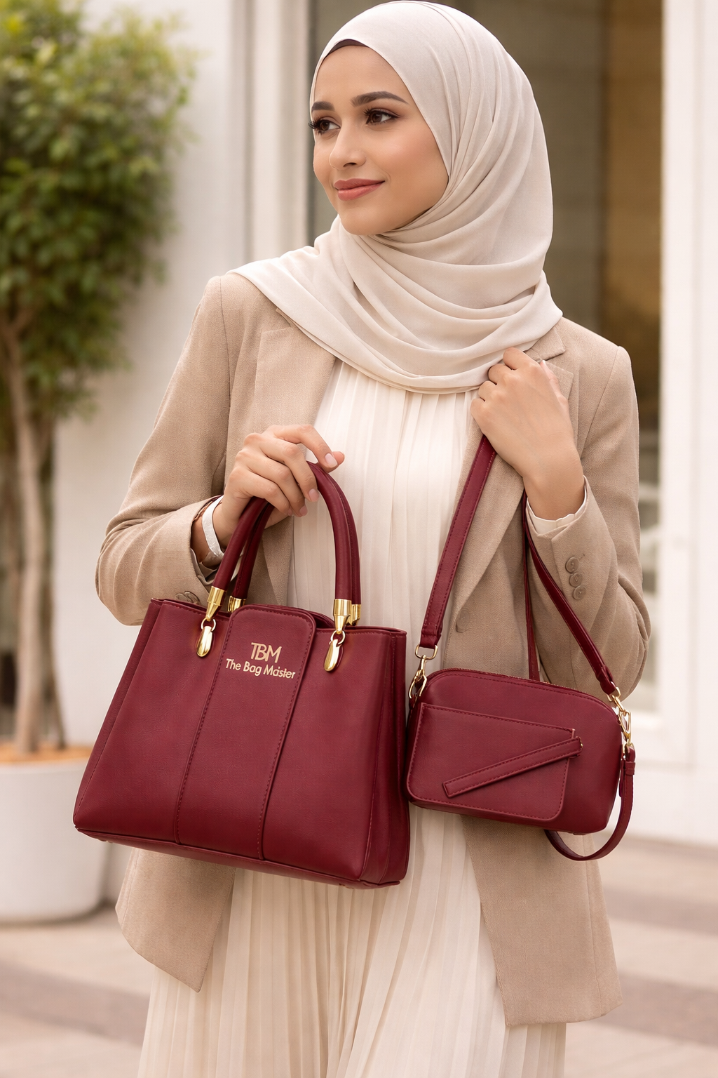 3 Pcs Girl's Rexine Hand Bag Set - Stylish & Versatile