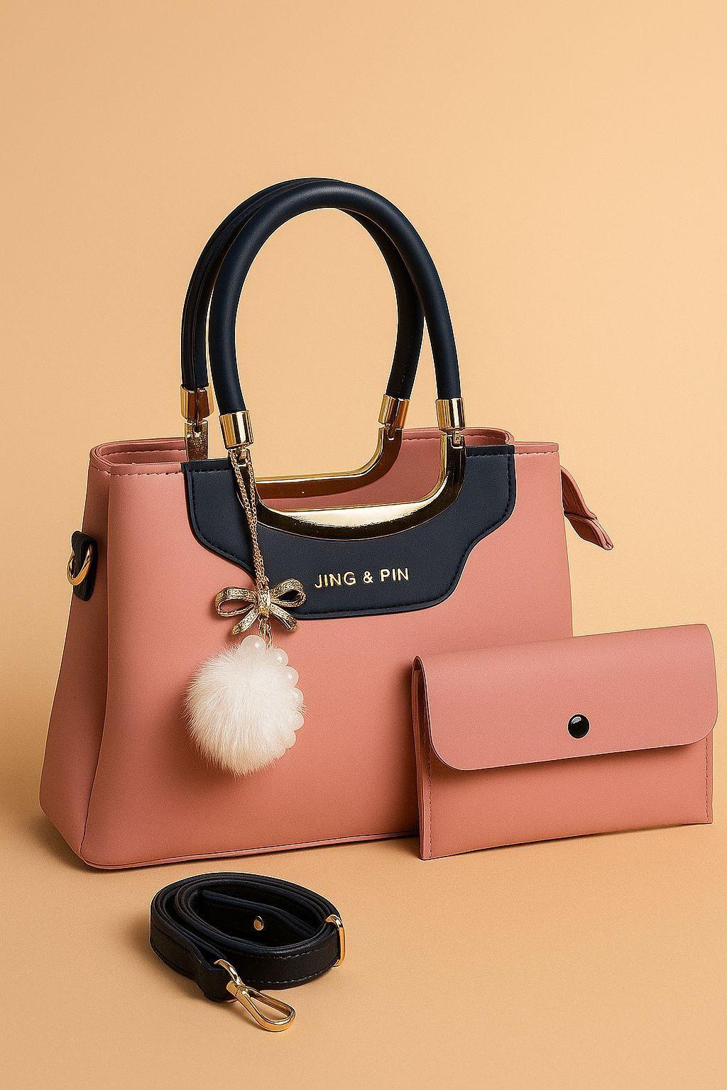Girl's Leather Plain Hand Bag Set