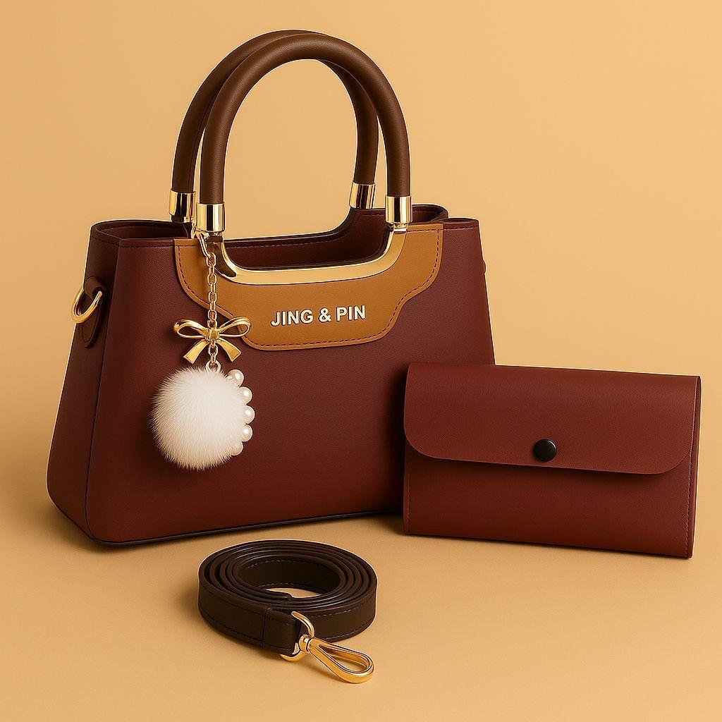 Girl's Leather Plain Hand Bag Set