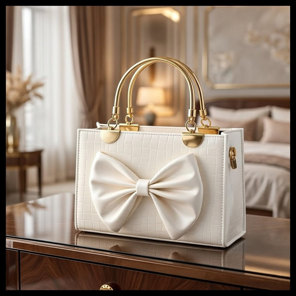 Crocodile Bow Handbag Elegant Stylish And Durable Design For Fashionable Daily Carry And Special Occasions