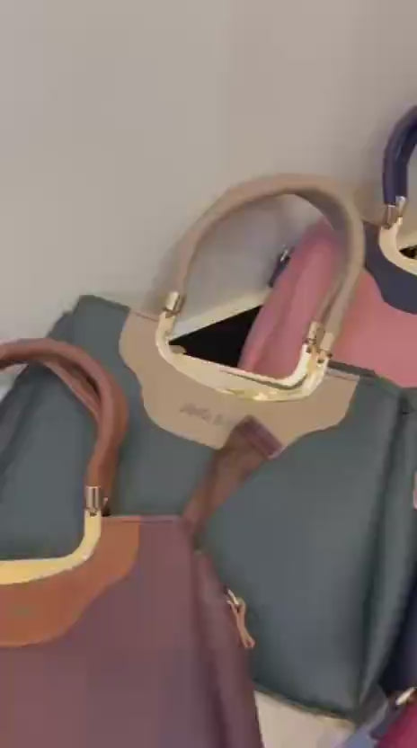 Girl's Leather Plain Hand Bag Set